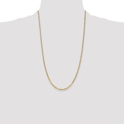26 Inch 10K Yellow Gold 2.2mm Flat Beveled Curb Chain Necklace