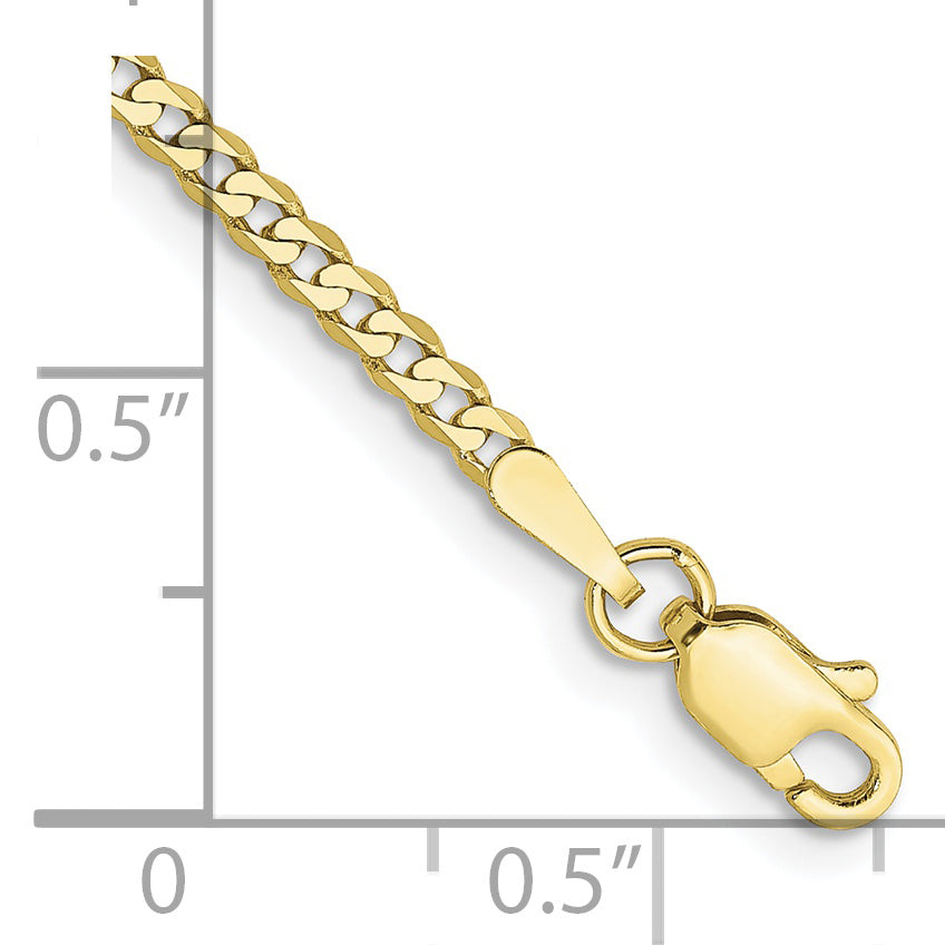 7 Inch 10K Yellow Gold 2.2mm Flat Beveled Curb Chain Bracelet