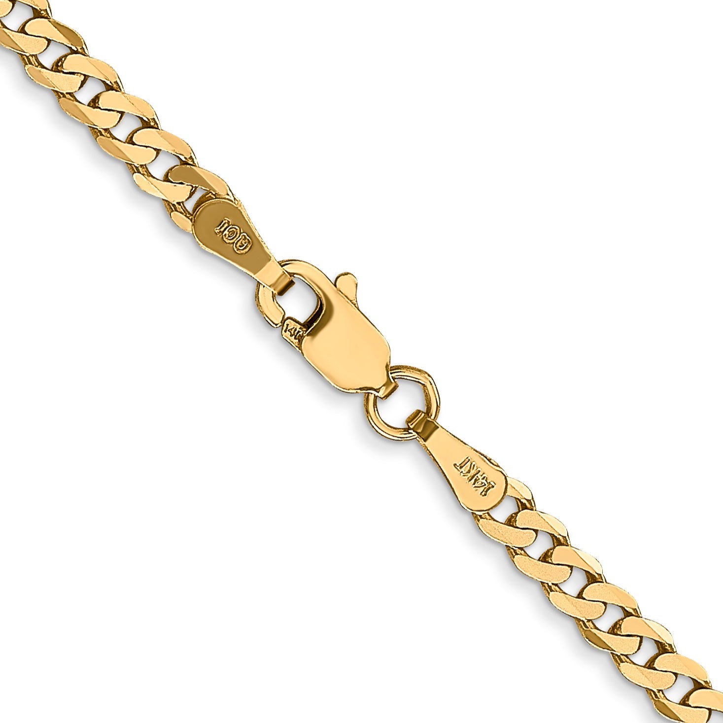 26 Inch 10K Yellow Gold 2.9mm Flat Beveled Curb Chain Necklace