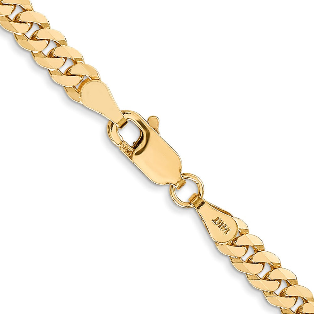 28 Inch 10K Yellow Gold 3.9mm Flat Beveled Curb Chain Necklace