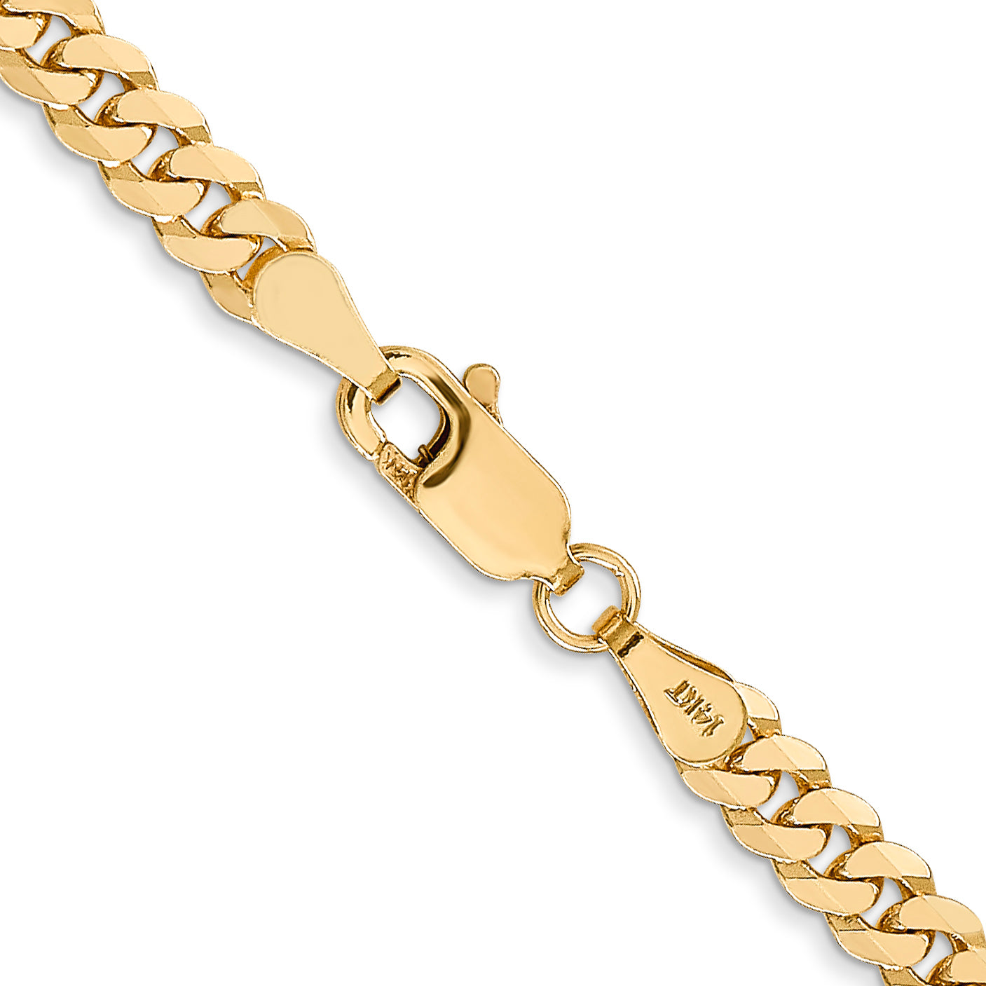 26 Inch 10K Yellow Gold 3.9mm Flat Beveled Curb Chain Necklace