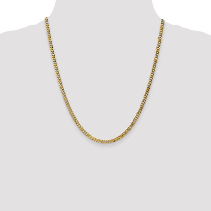 22 Inch 10K 3.9mm Flat Beveled Curb Chain Necklace