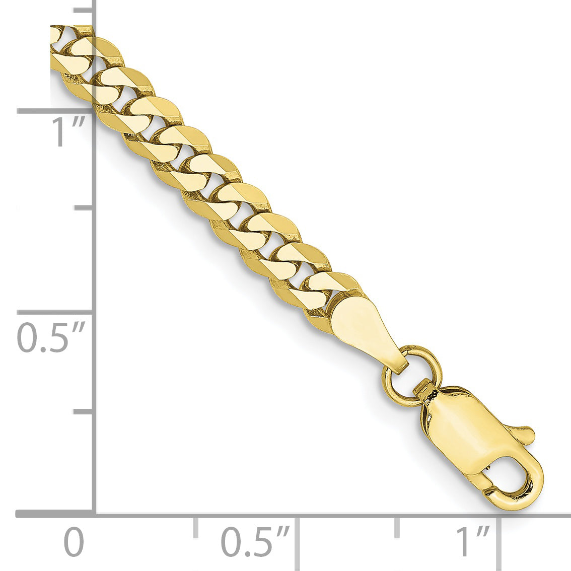 7 Inch 10K 3.9mm Flat Beveled Curb Chain Bracelet