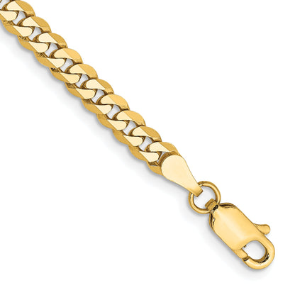 8 Inch 10K 3.9mm Flat Beveled Curb Chain Bracelet