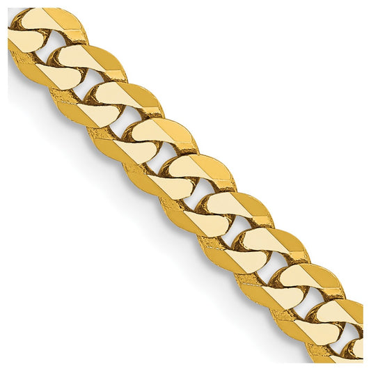 24 Inch 10K 3.9mm Flat Beveled Curb Chain Necklace