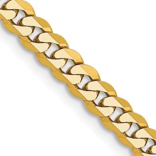 26 Inch 10K Yellow Gold 3.9mm Flat Beveled Curb Chain Necklace