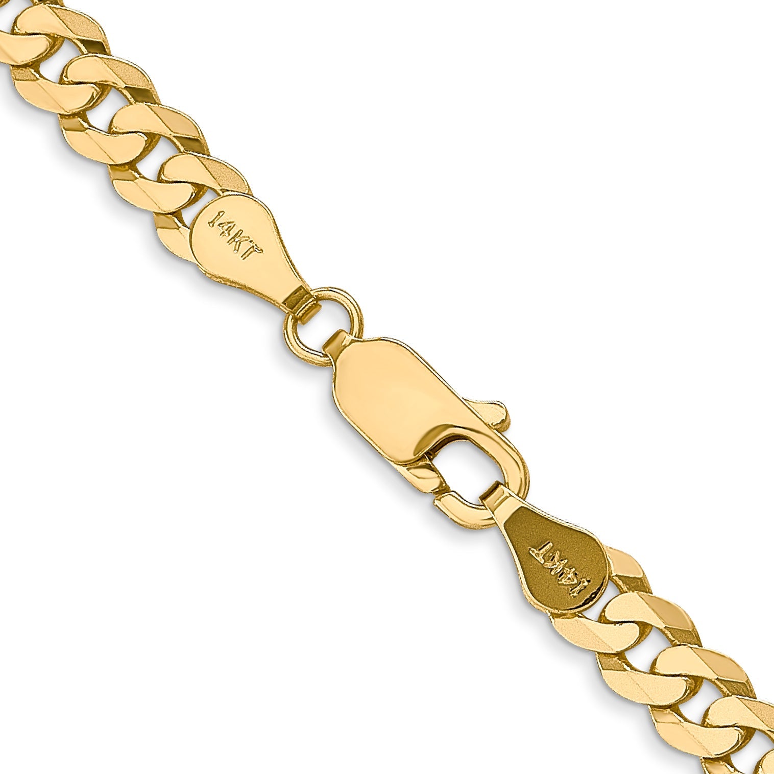 28 Inch 10K Yellow Gold 4.75mm Flat Beveled Curb Chain Necklace