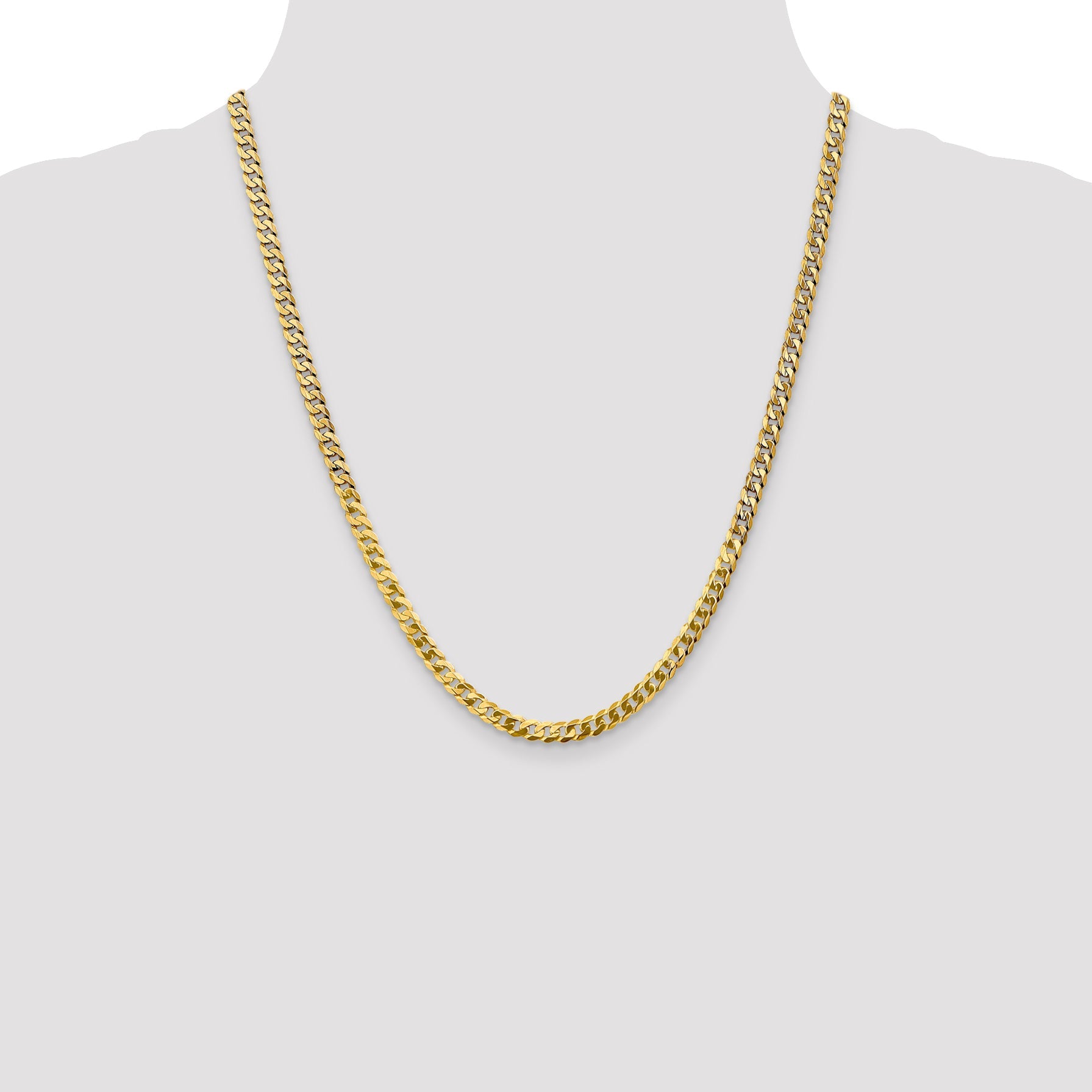 22 Inch 10K 4.75mm Flat Beveled Curb Chain Necklace