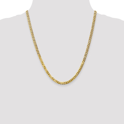 22 Inch 10K 4.75mm Flat Beveled Curb Chain Necklace