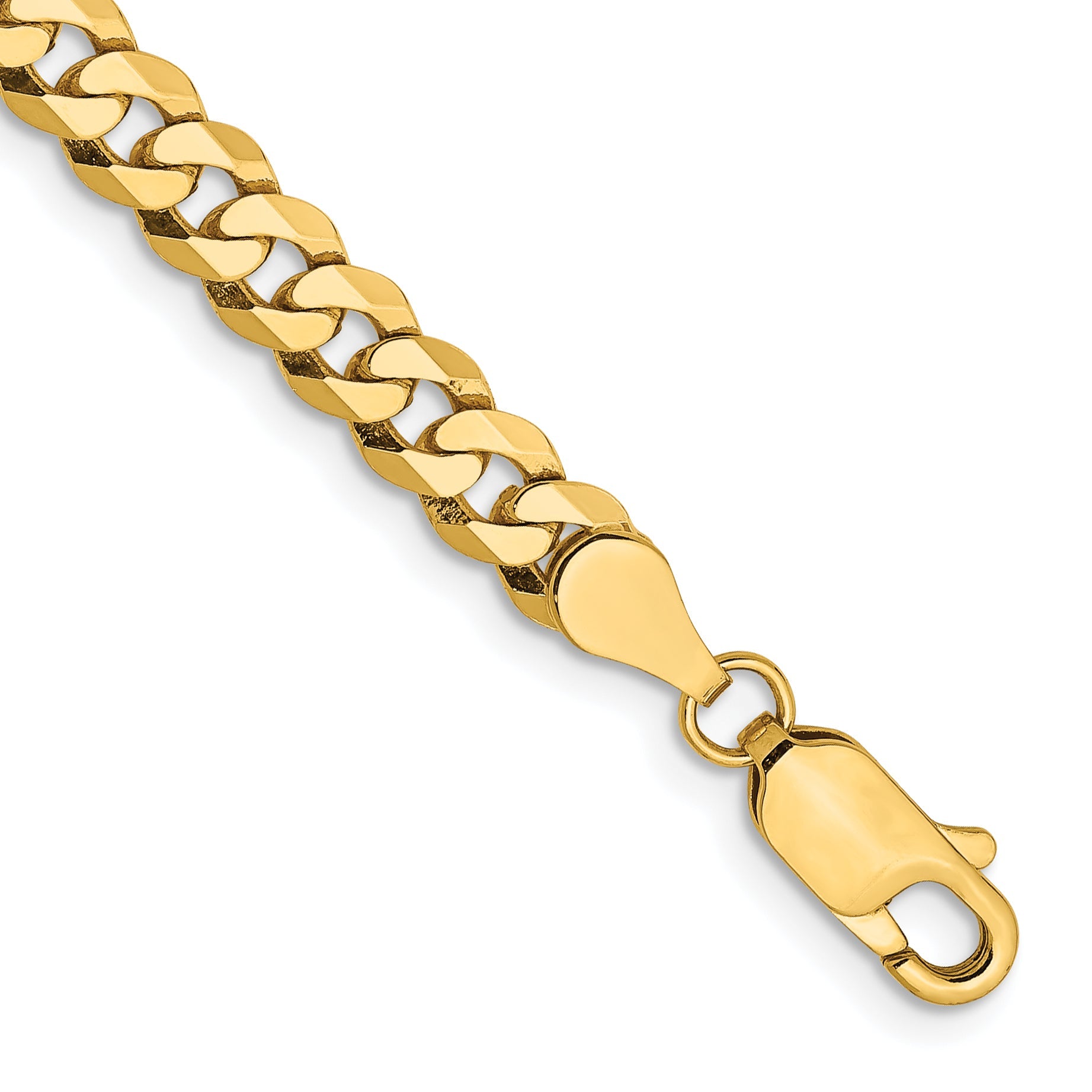 9 Inch 10K 4.75mm Flat Beveled Curb Chain Bracelet