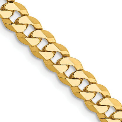 28 Inch 10K Yellow Gold 4.75mm Flat Beveled Curb Chain Necklace