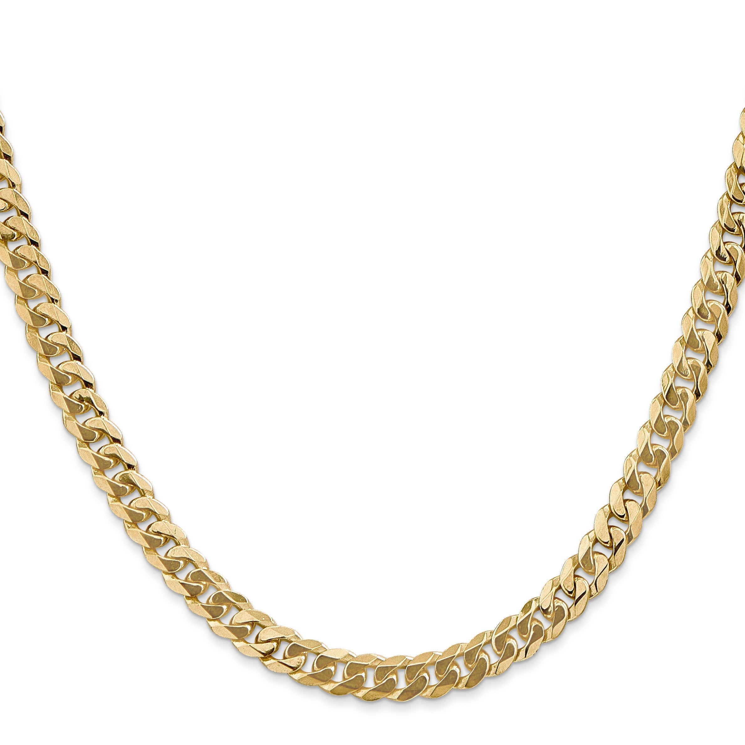 22 Inch 10K 5.75mm Flat Beveled Curb Chain Necklace