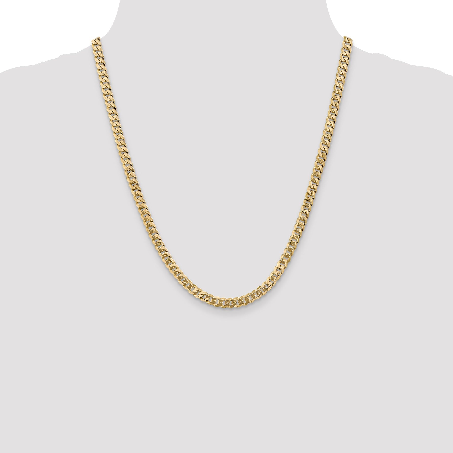 22 Inch 10K 5.75mm Flat Beveled Curb Chain Necklace