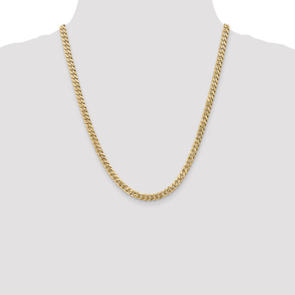 22 Inch 10K 5.75mm Flat Beveled Curb Chain Necklace