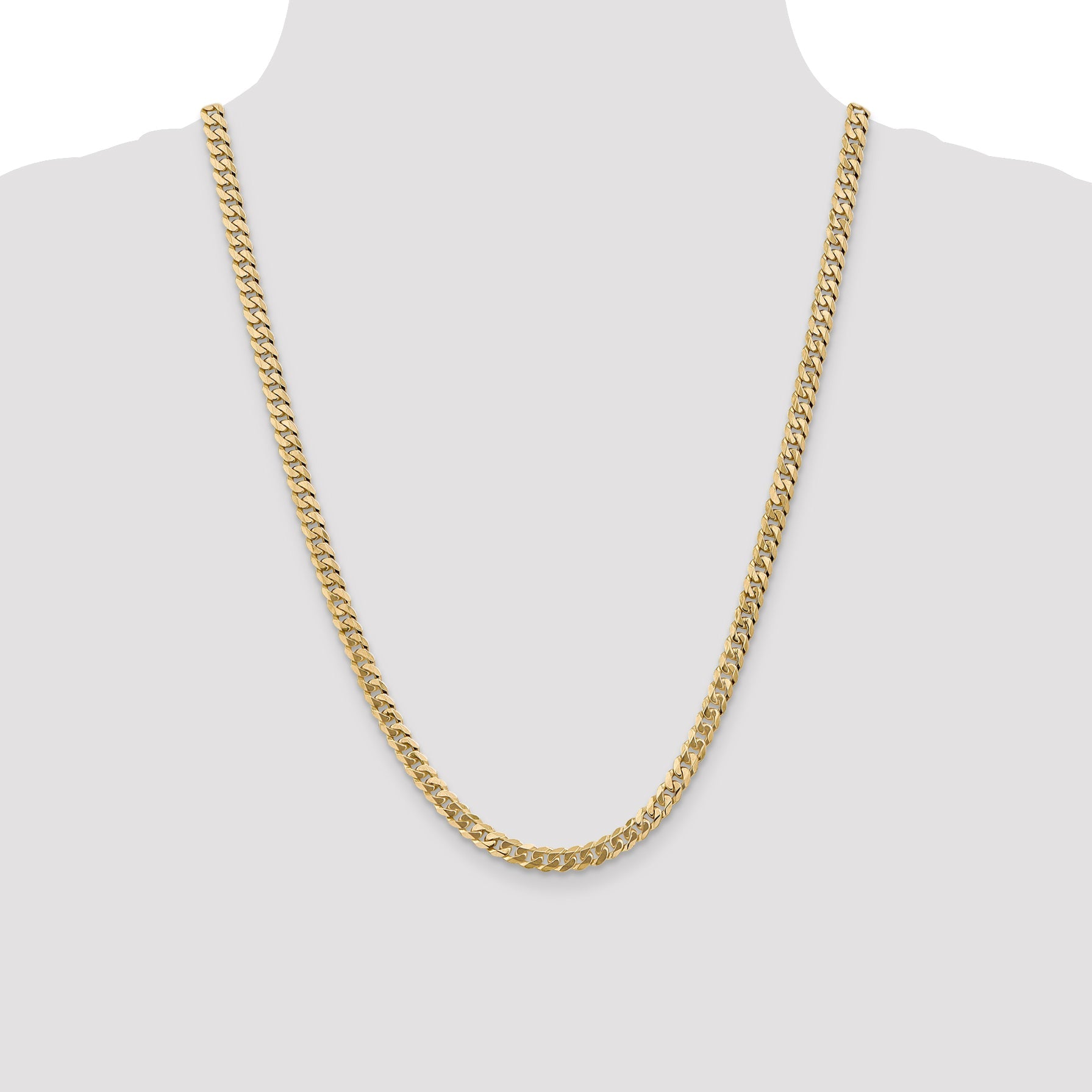 24 Inch 10K 5.75mm Flat Beveled Curb Chain Necklace