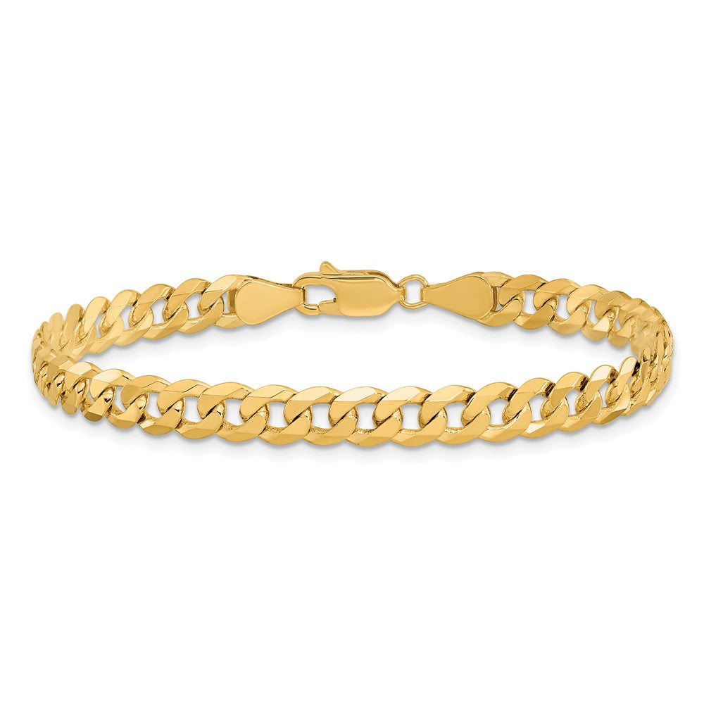 7 Inch 10K 5.75mm Flat Beveled Curb Chain Bracelet