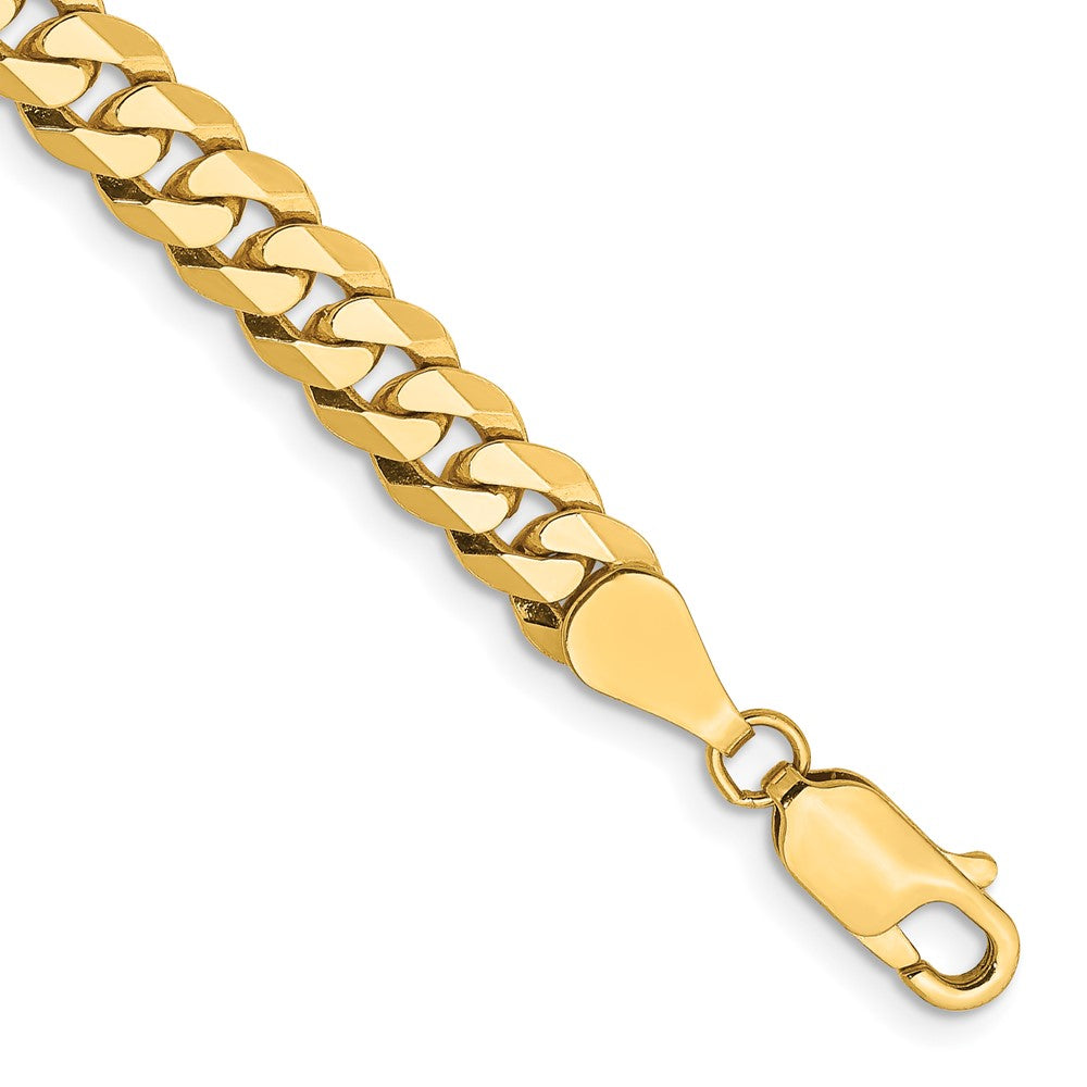 7 Inch 10K 5.75mm Flat Beveled Curb Chain Bracelet