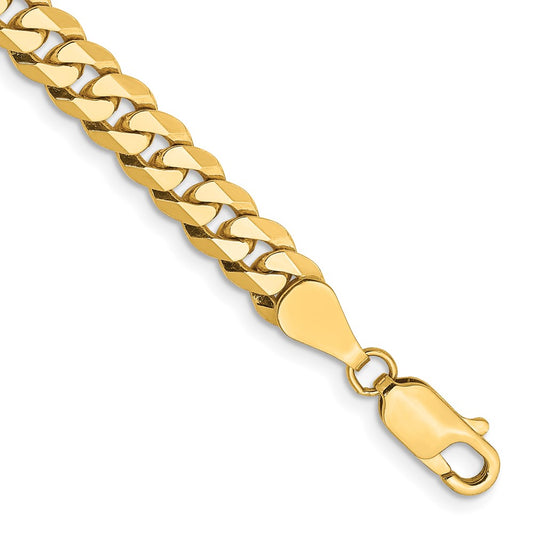 9 Inch 10K 5.75mm Flat Beveled Curb Chain Bracelet