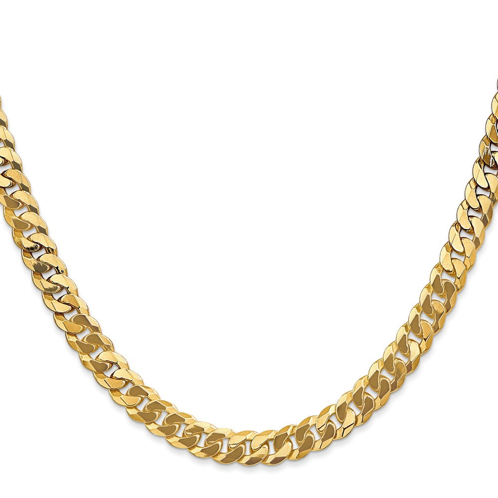 28 Inch 10K Yellow Gold 6.25mm Flat Beveled Curb Chain Necklace