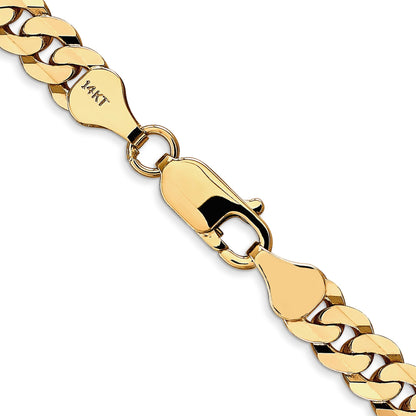 28 Inch 10K Yellow Gold 6.25mm Flat Beveled Curb Chain Necklace