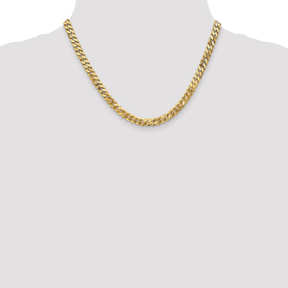 18 Inch 10K 6.25mm Flat Beveled Curb Chain Necklace