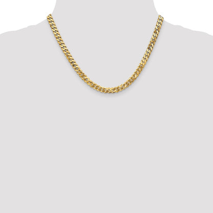 18 Inch 10K 6.25mm Flat Beveled Curb Chain Necklace