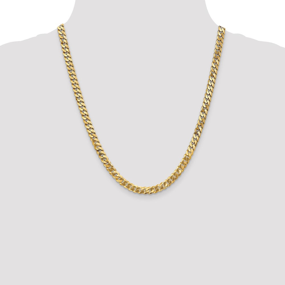 22 Inch 10K 6.25mm Flat Beveled Curb Chain Necklace