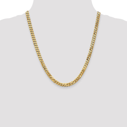 22 Inch 10K 6.25mm Flat Beveled Curb Chain Necklace