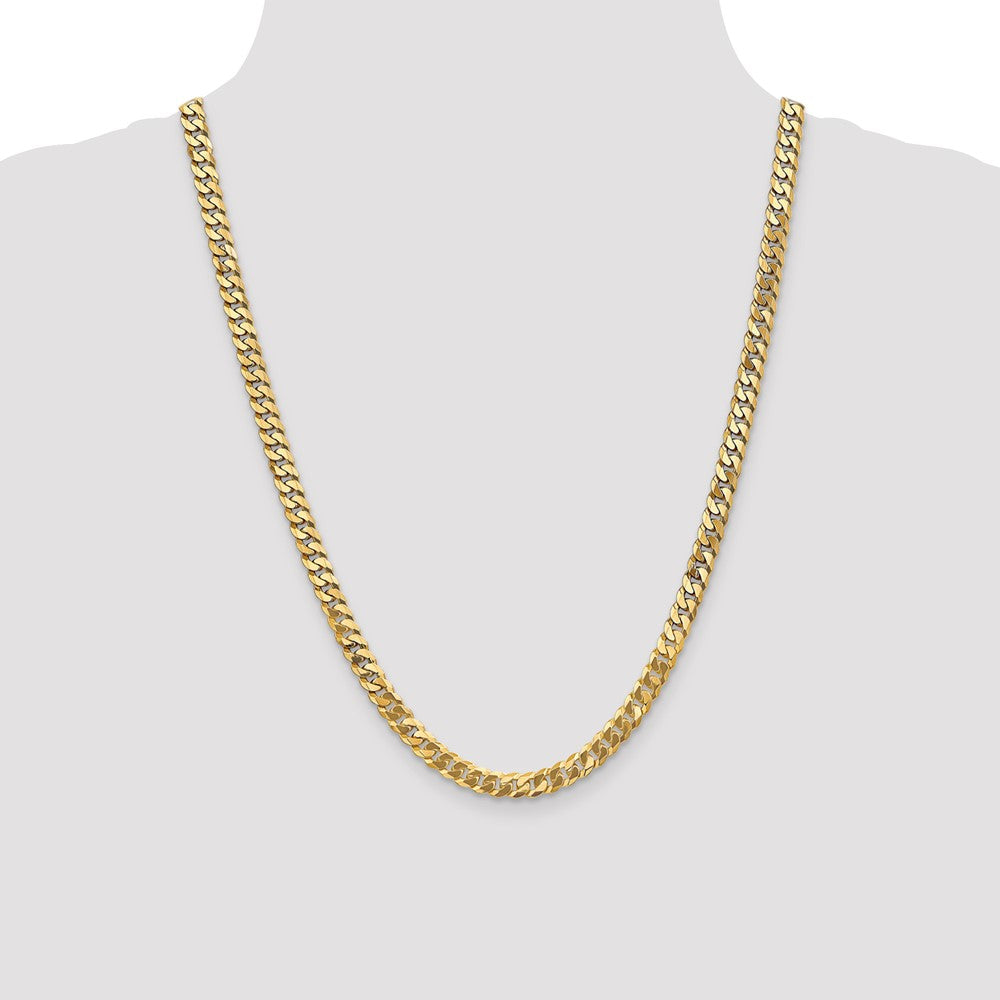 24 Inch 10K 6.25mm Flat Beveled Curb Chain Necklace