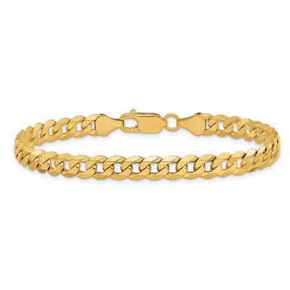 9 Inch 10K 6.25mm Flat Beveled Curb Chain Bracelet