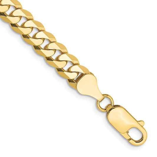 8 Inch 10K 6.25mm Flat Beveled Curb Chain Bracelet