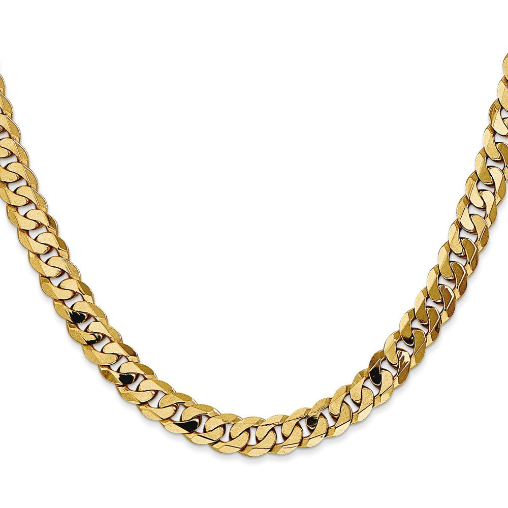 22 Inch 10K 6.75mm Flat Beveled Curb Chain Necklace