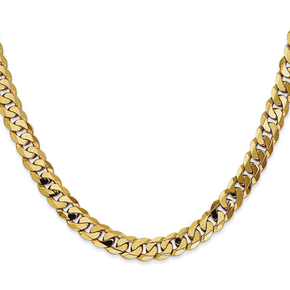 26 Inch 10K Yellow Gold 6.75mm Flat Beveled Curb Chain Necklace