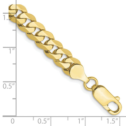 9 Inch 10K 6.75mm Flat Beveled Curb Chain Bracelet