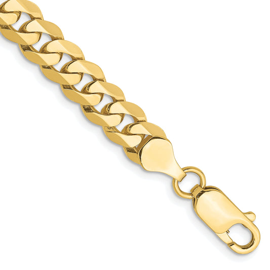 8 Inch 10K 6.75mm Flat Beveled Curb Chain Bracelet