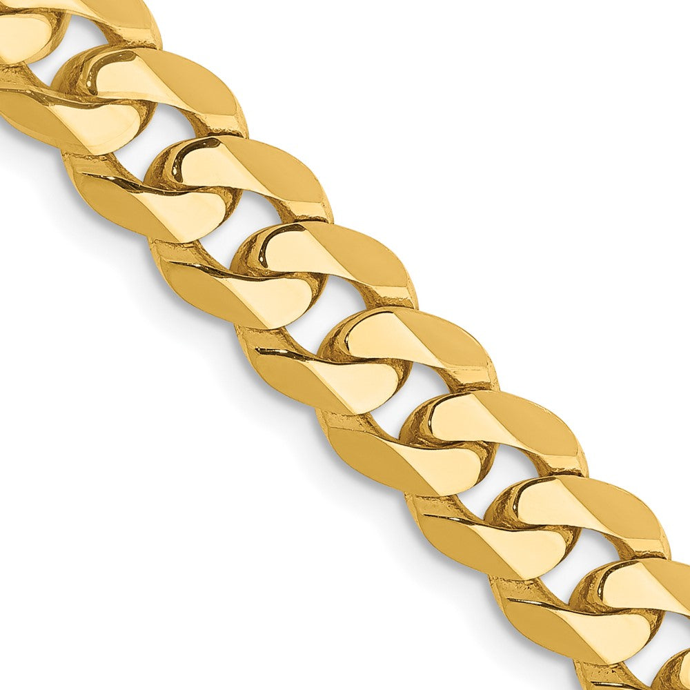 26 Inch 10K Yellow Gold 6.75mm Flat Beveled Curb Chain Necklace