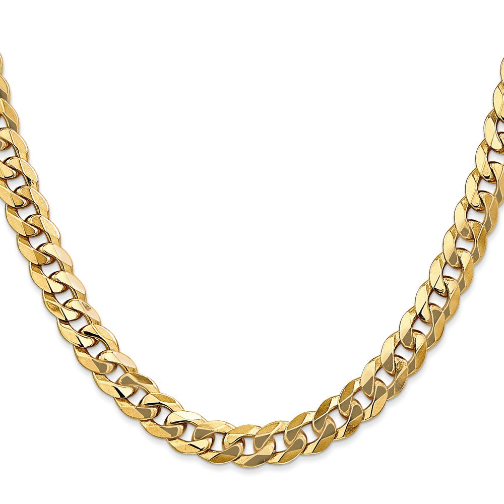 22 Inch 10K 7.75mm Flat Beveled Curb Chain Necklace