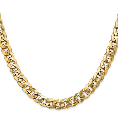 26 Inch 10K Yellow Gold 7.75mm Flat Beveled Curb Chain Necklace