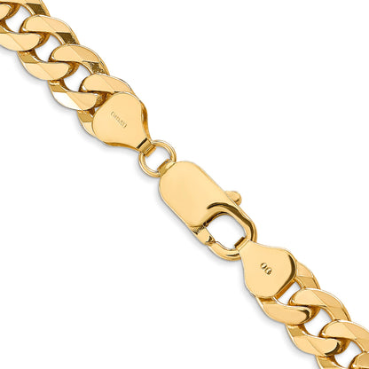26 Inch 10K Yellow Gold 7.75mm Flat Beveled Curb Chain Necklace