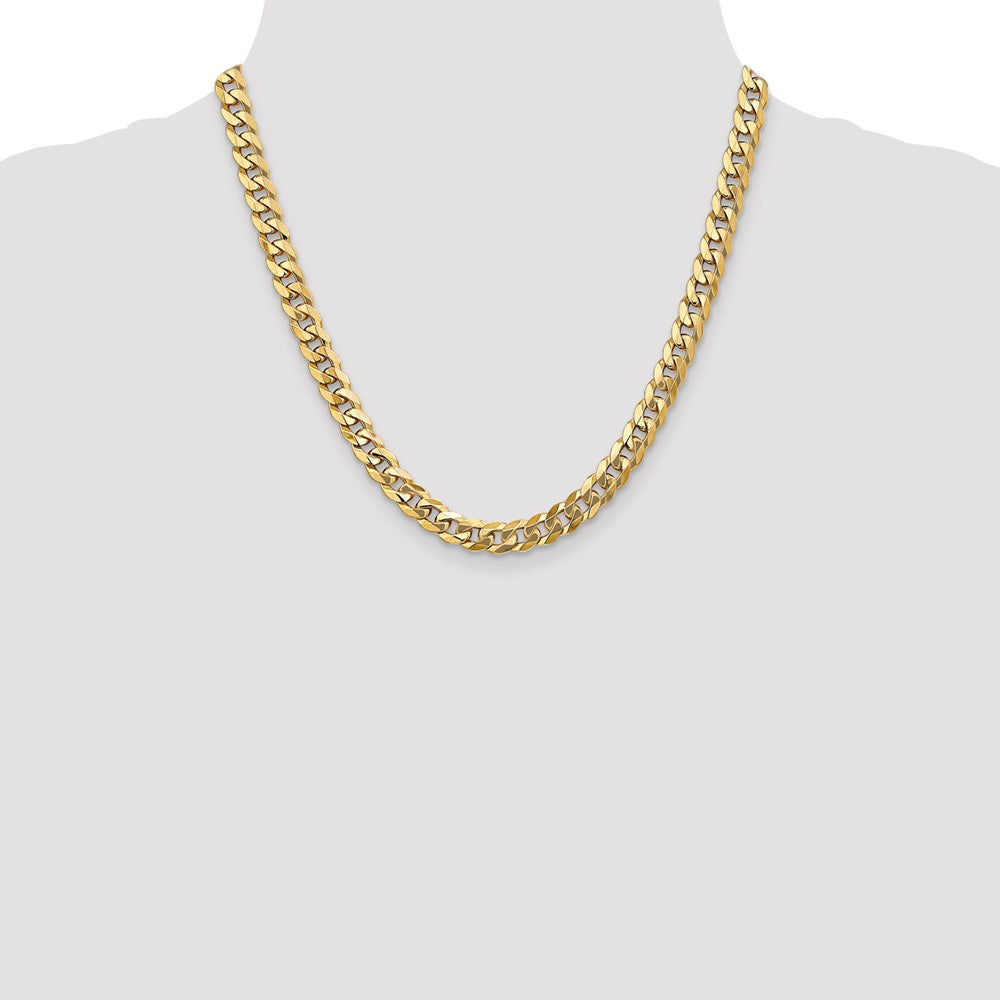 20 Inch 10K 7.75mm Flat Beveled Curb Chain Necklace