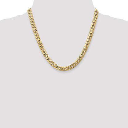 20 Inch 10K 7.75mm Flat Beveled Curb Chain Necklace