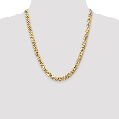 22 Inch 10K 7.75mm Flat Beveled Curb Chain Necklace