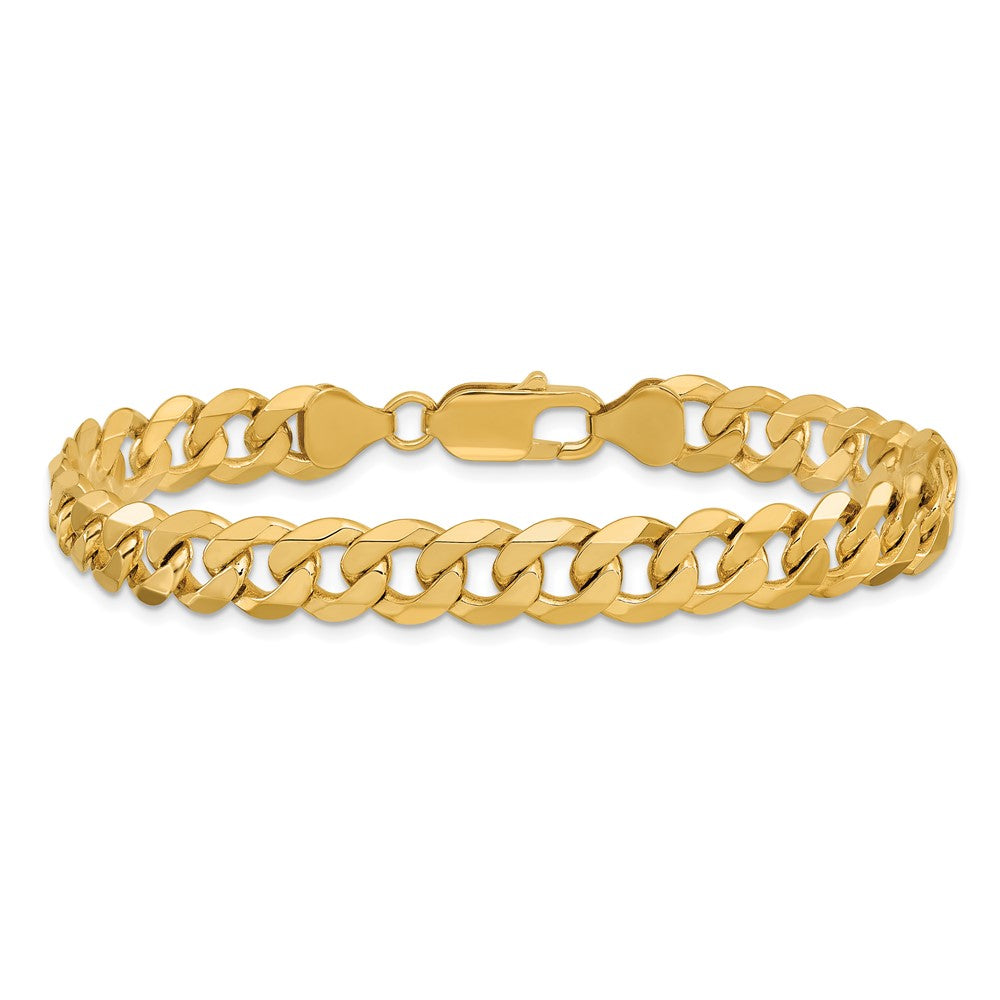 8 Inch 10K 7.75mm Flat Beveled Curb Chain Bracelet