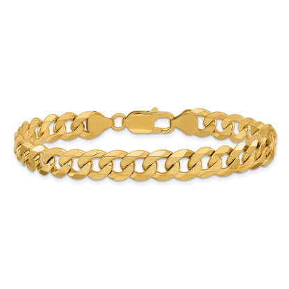 8 Inch 10K 7.75mm Flat Beveled Curb Chain Bracelet