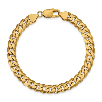 9 Inch 10K 7.75mm Flat Beveled Curb Chain Bracelet