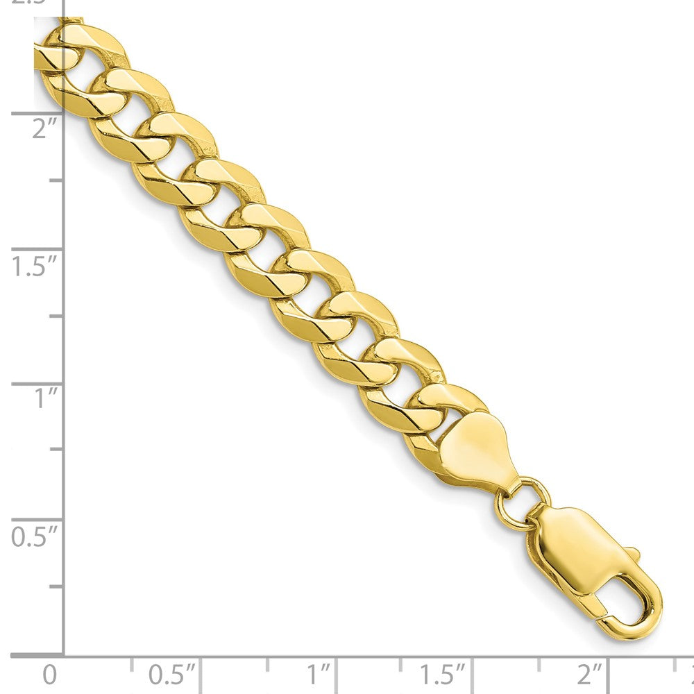8 Inch 10K 7.75mm Flat Beveled Curb Chain Bracelet