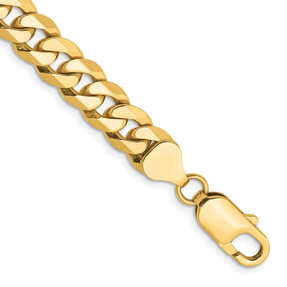 8 Inch 10K 7.75mm Flat Beveled Curb Chain Bracelet