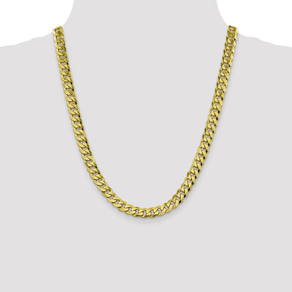22 Inch 10K 8.25mm Flat Beveled Curb Chain Necklace