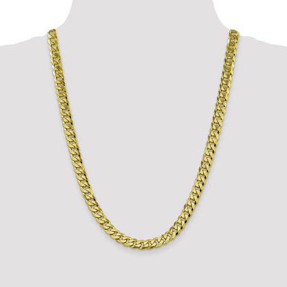 24 Inch 10K 8.25mm Flat Beveled Curb Chain Necklace