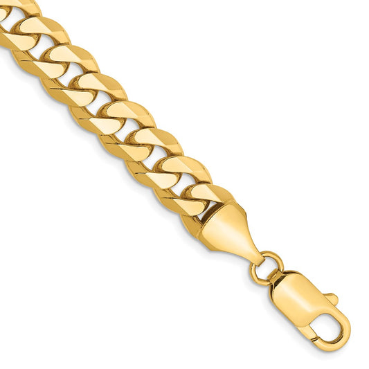8 Inch 10K 8.25mm Flat Beveled Curb Chain Bracelet